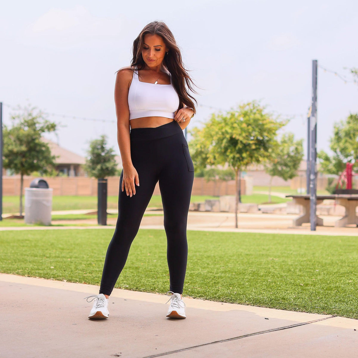 Ready to Ship |  The Stephanie - Crossover BLACK Pocket Full Length Leggings Round 5  - Luxe Leggings by Julia Rose®